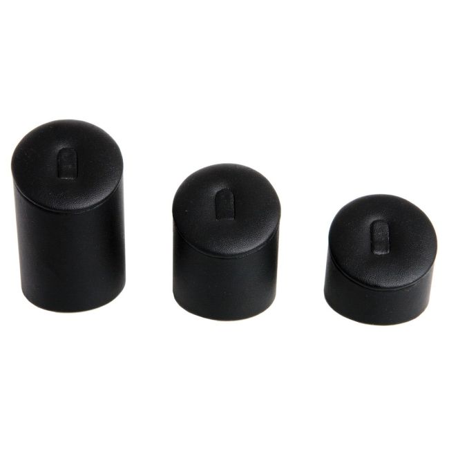 Présentoirs à bagues en simili-cuir noir DP-15-N