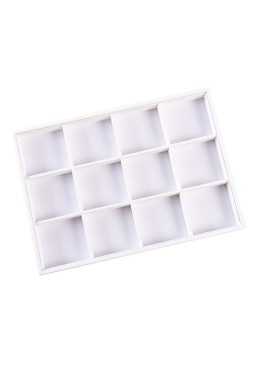 Bandeja expositora blanca de polipiel para joyería, bisutería y joyas BJ-12H-B