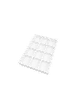 Bandeja expositora blanca de polipiel para joyería, bisutería y joyas BJP-12H-B