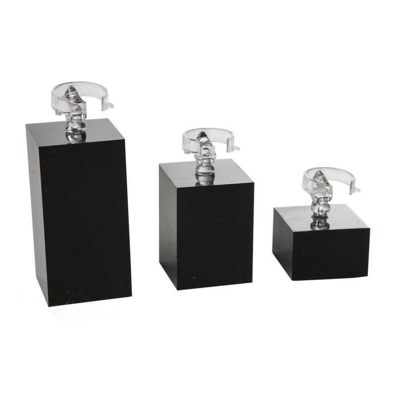 Expositores negro de plástico para anillos de joyería, bisutería y joyas D-9-N