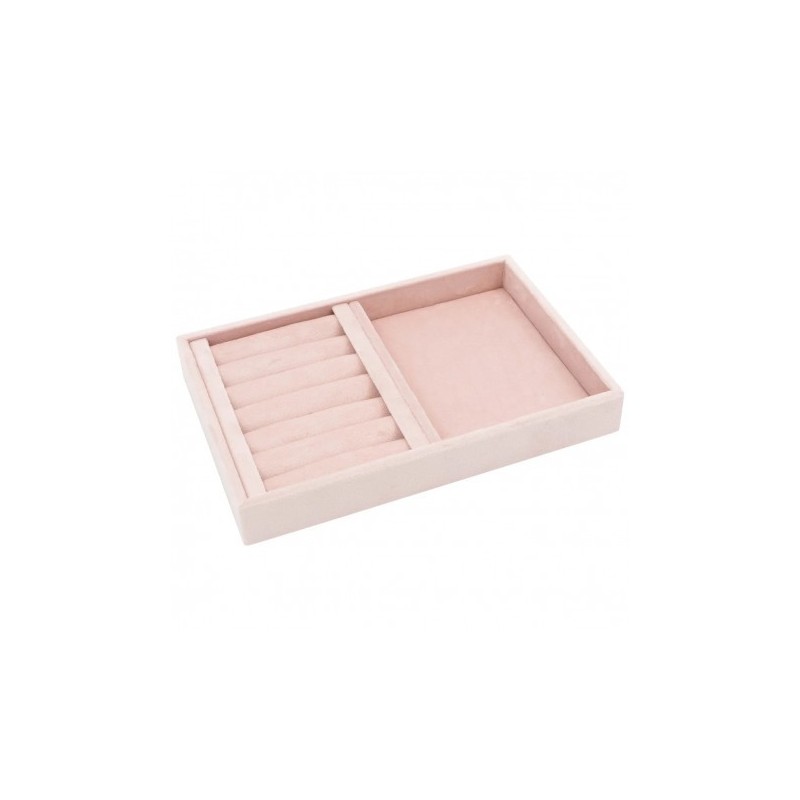 Bandeja forrada en velvet rosa para anillo o universal de joyería bisutería y joyas IF-10-RS.