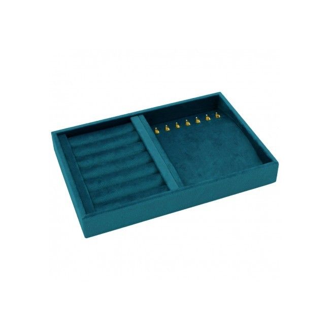 Tabuleiro forrado a veludo para anel ou colar, azul IF-11-A