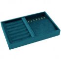 Tabuleiro forrado a veludo para anel ou colar, azul IF-11-A