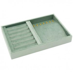 Velvet-covered ring or necklace tray, aquamarine IF-11-AQ