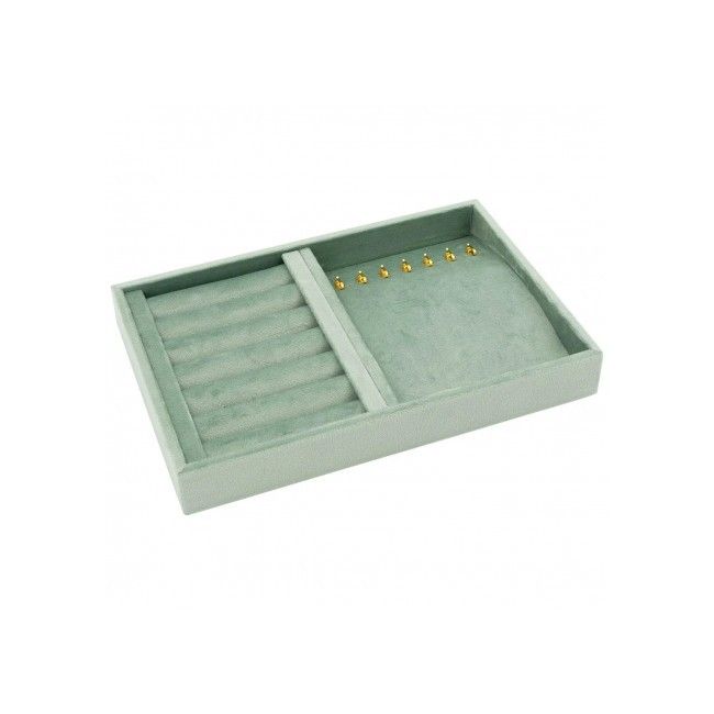 Velvet-covered ring or necklace tray, aquamarine IF-11-AQ