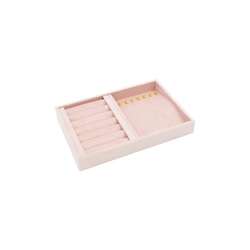 Bandeja forrada en velvet rosa para anillo o collar de joyería bisutería y joyas IF-11-RS.