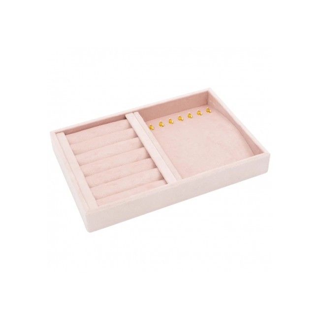 Plateau à bagues ou colliers gainé de velours rose IF-11-RS