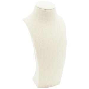 Linen-covered necklace or pendant display, beige EL-9-BE