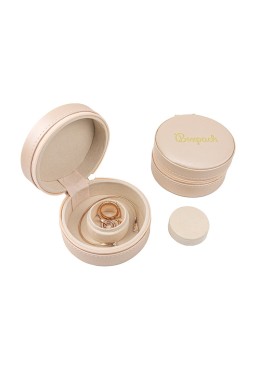 Joyero de viaje redondo rosa para joyería, bisutería y joyas 95x95x45 mm JY-2-RS