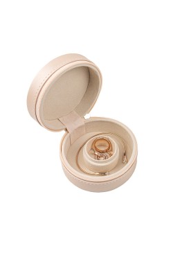 Joyero de viaje redondo rosa para joyería, bisutería y joyas 95x95x45 mm JY-2-RS