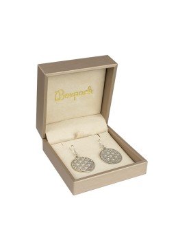 ESTUCHE PARA PENDIENTES COLOR CHAMPAGNE 90x90x44 Mm. MT-5-P