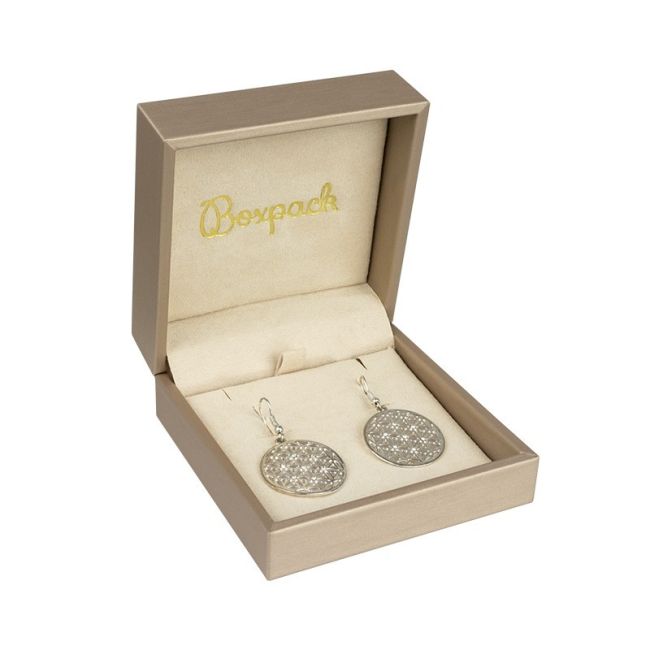 ESTUCHE PARA PENDIENTES COLOR CHAMPAGNE 90x90x44 Mm. MT-5-P