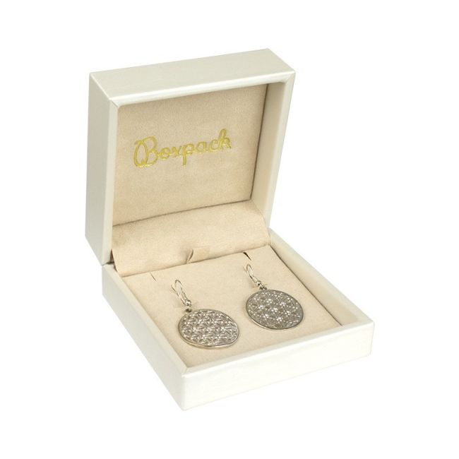 ESTUCHE PARA PENDIENTES COLOR BLANCO ROTO 90x90x44 Mm. WD-5-P