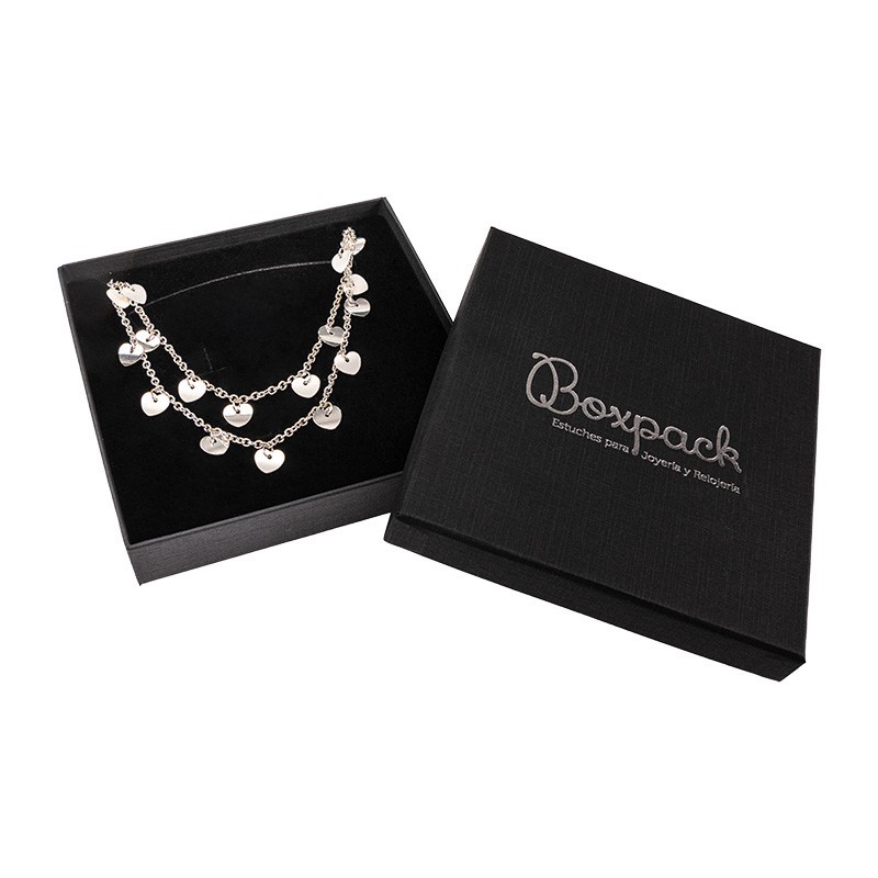 Caja de cartón collar 120x120x24 mm color negro ep-16