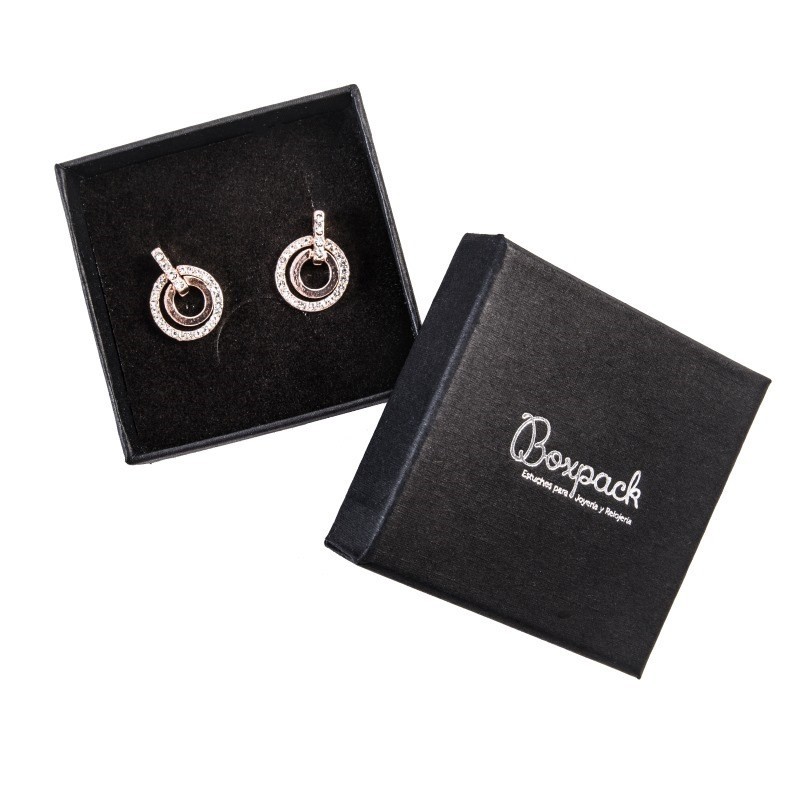 Caja de cartón para conjunto o colgante 65x65x29 mm color negro ep-61