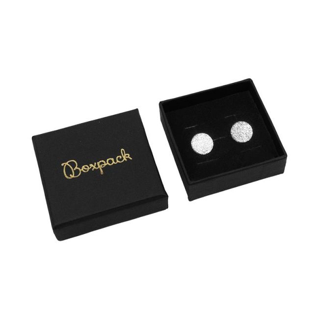 Caja de cartón para anillo o pendientes 51x51x17 mm color negro PT-45