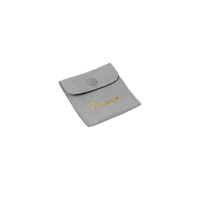 Faux suede pouch for jewelry, grey 57 x 57 mm S-501-G