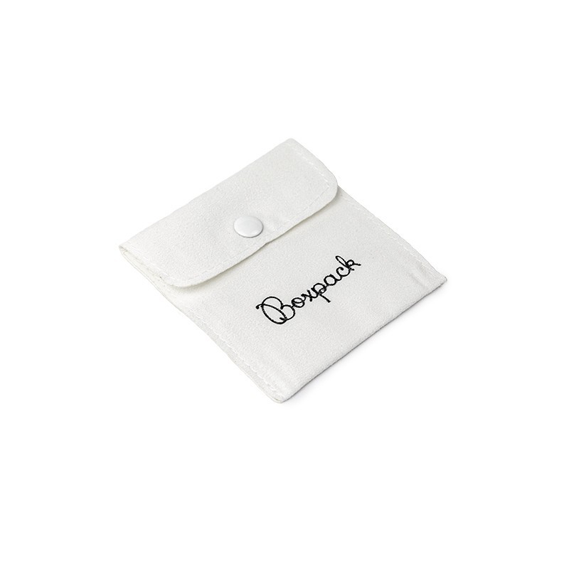 Bolsa textil suede color blanco para joyería y bisutería 79x79 mm S-502-B