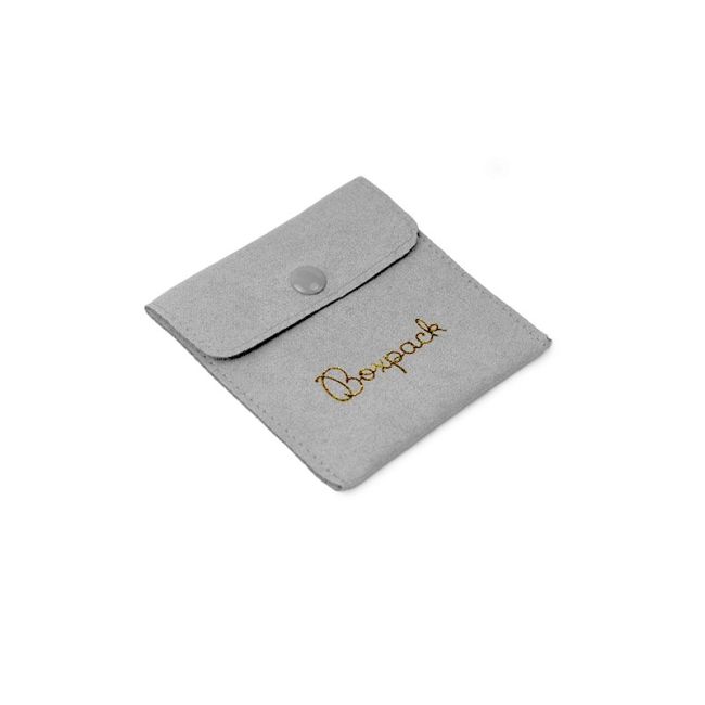 Pochette en suédine pour bijoux, grise 79 x 79 mm S-502-G