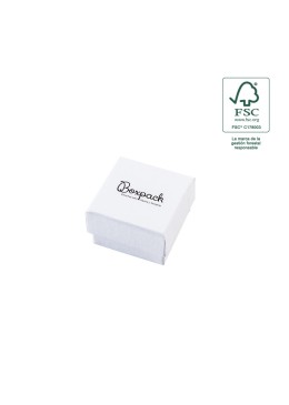 Caja de cartón fsc® para anillo pendientes color blanco 51x51x33 mm F42-B