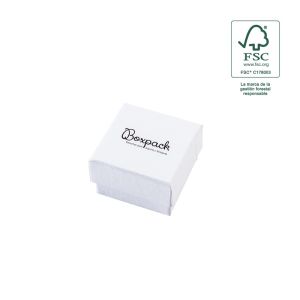 Weiße Schachtel aus FSC®-Karton für Ringe oder Ohrringe 51 x 51 x 33 mm F42-B