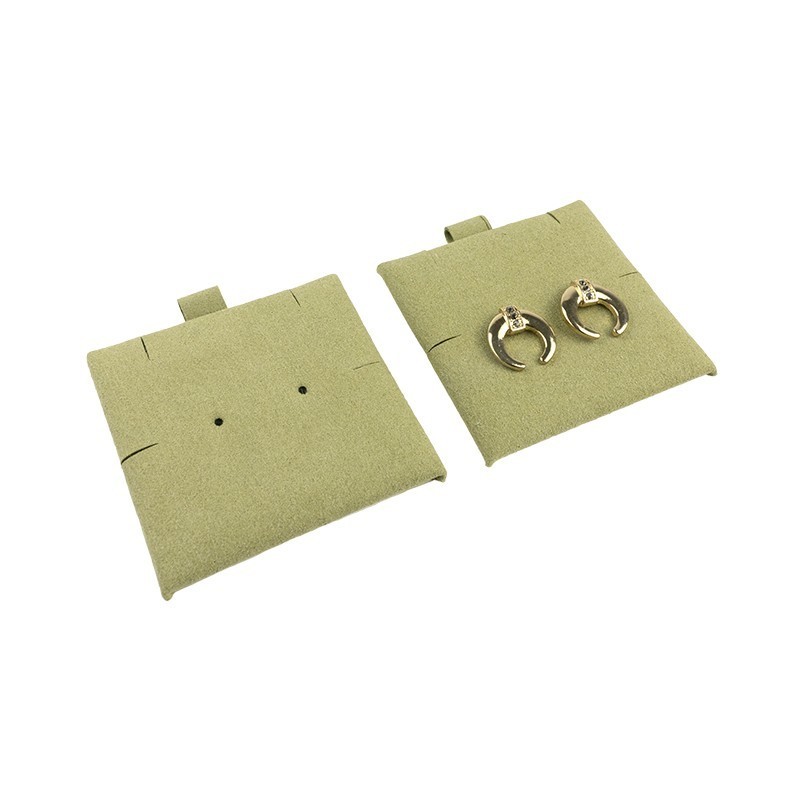 Taco de microfibra caqui para pendientes de joyería y bisutería. T-M1-CQ