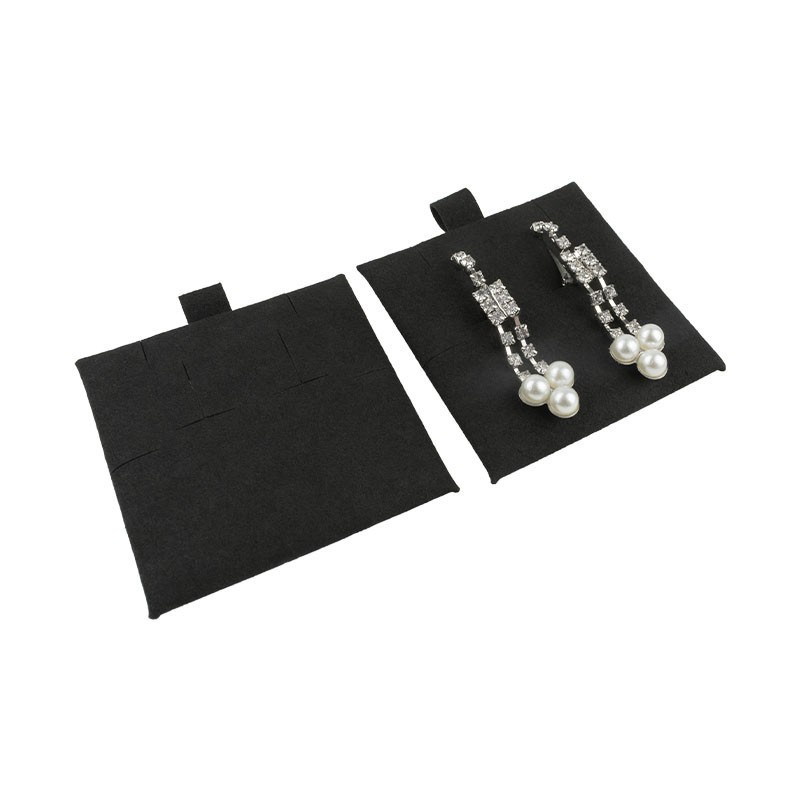 Taco de microfibra negro para pendientes omega de joyería y bisutería. T-M2-N