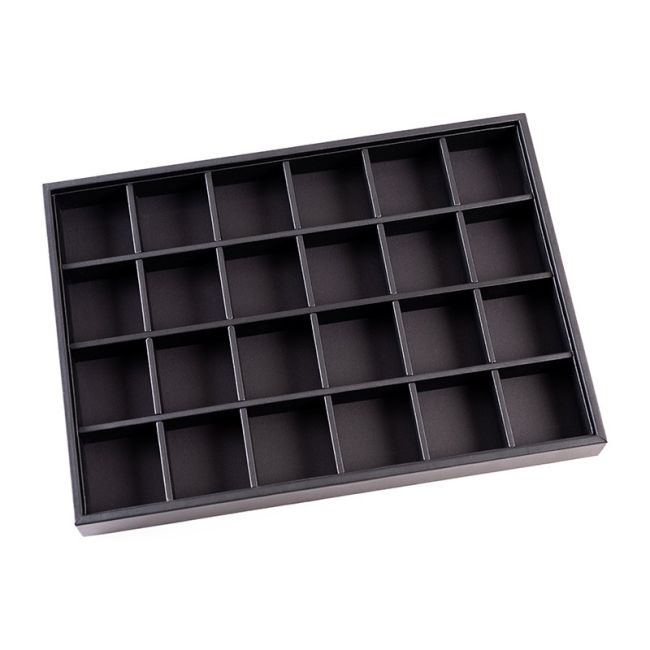 Schwarzes Schmucktablett aus Kunstleder BJ-24H-N