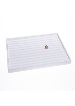 Bandeja expositora blanca de polipiel para joyería, bisutería y joyas BJ-S-B