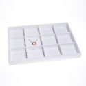 Bandeja expositora blanca de polipiel para joyería, bisutería y joyas BJ-12C-B