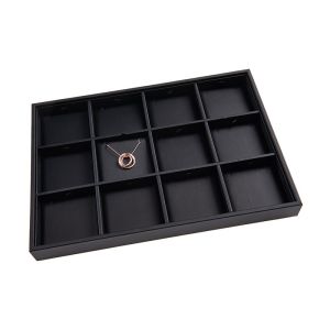 Leatherette jewelry display tray, black BJ-12C-N