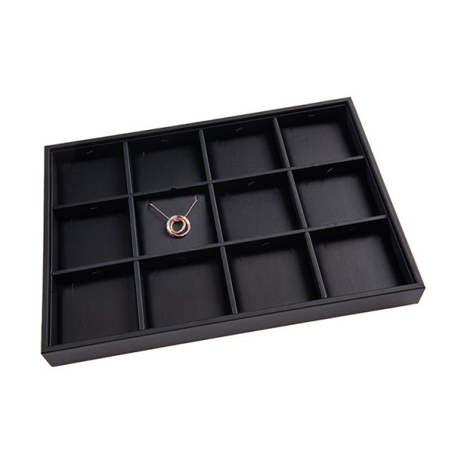 Tabuleiro para joias em pele sintética, preto BJ-12C-N