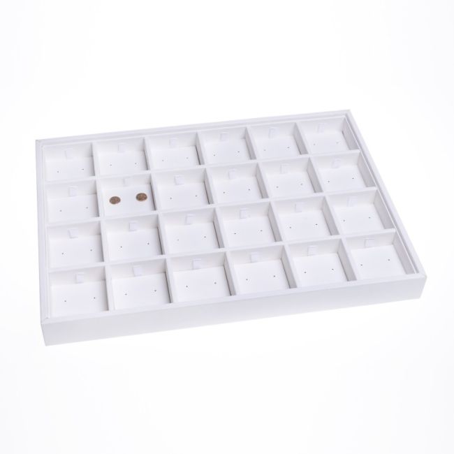 Vassoio in similpelle per gioielli, bianco BJ-24P-B