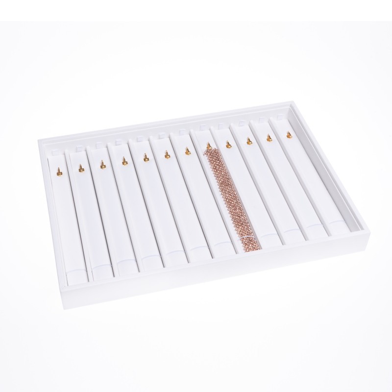 Bandeja expositora blanca de polipiel para joyería, bisutería y joyas BJ-PU-B