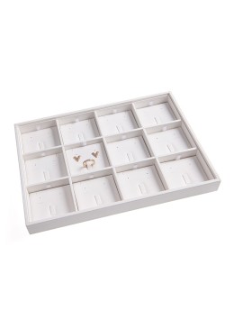 Bandeja expositora blanca de polipiel para joyería, bisutería y joyas BJ-12J-B