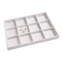Bandeja expositora blanca de polipiel para joyería, bisutería y joyas BJ-12J-B