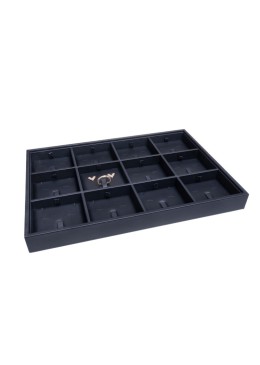 Bandeja expositora negro de polipiel para joyería, bisutería y joyas BJ-12J-N