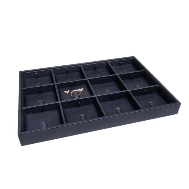 Kunstleren sieradentray, zwart BJ-12J-N