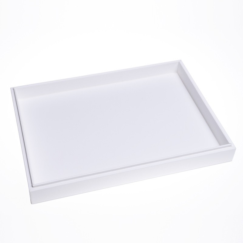 Bandeja expositora blanca de polipiel para joyería, bisutería y joyas BJ-U-B