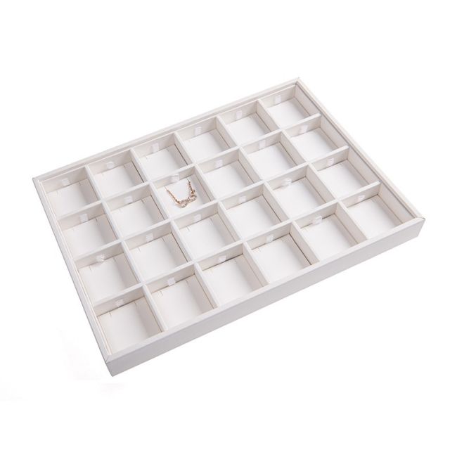 Tabuleiro para joias em pele sintética, branco BJ-24C-B