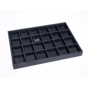 Tabuleiro para joias em pele sintética, preto BJ-24C-N