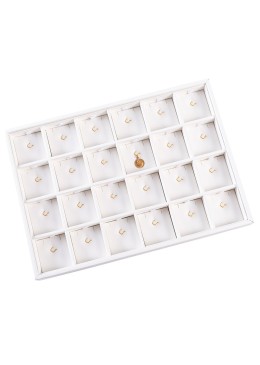 Bandeja expositora blanca de polipiel para joyería, bisutería y joyas BJ-24CG-B