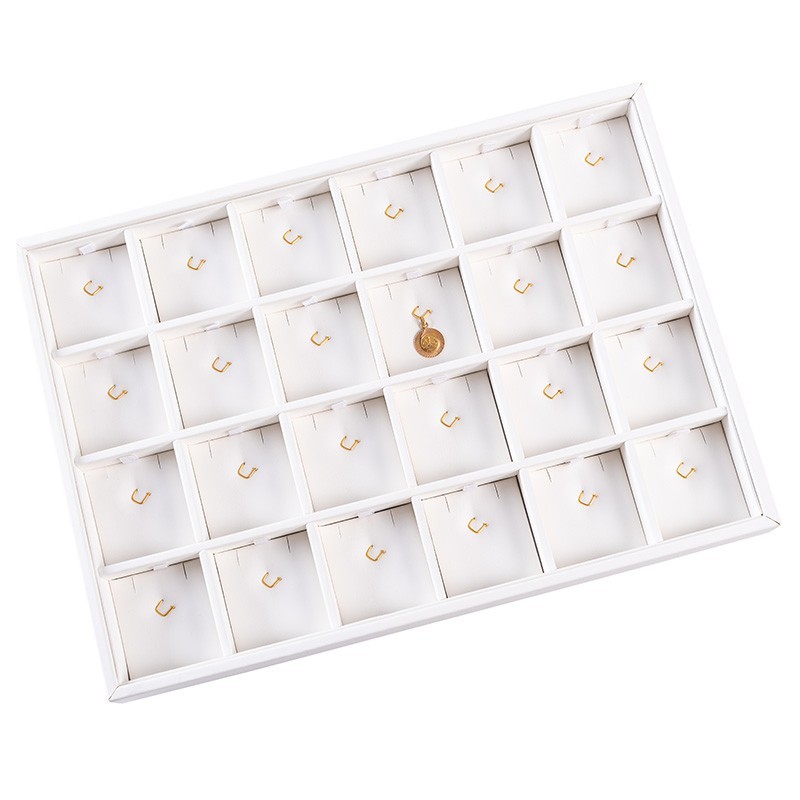 Bandeja expositora blanca de polipiel para joyería, bisutería y joyas BJ-24CG-B