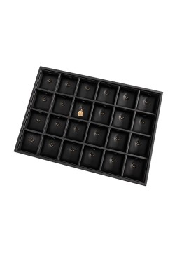 Bandeja expositora negra de polipiel para joyería, bisutería y joyas BJ-24CG-N