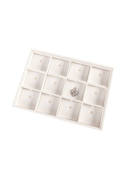 Bandeja expositora blanca de polipiel para joyería, bisutería y joyas BJ-12CG-B