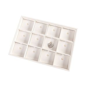 Plateau en simili-cuir blanc pour bijoux BJ-12CG-B