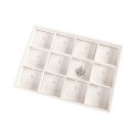 Bandeja expositora blanca de polipiel para joyería, bisutería y joyas BJ-12CG-B