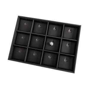 Plateau en simili-cuir noir pour bijoux BJ-12CG-N