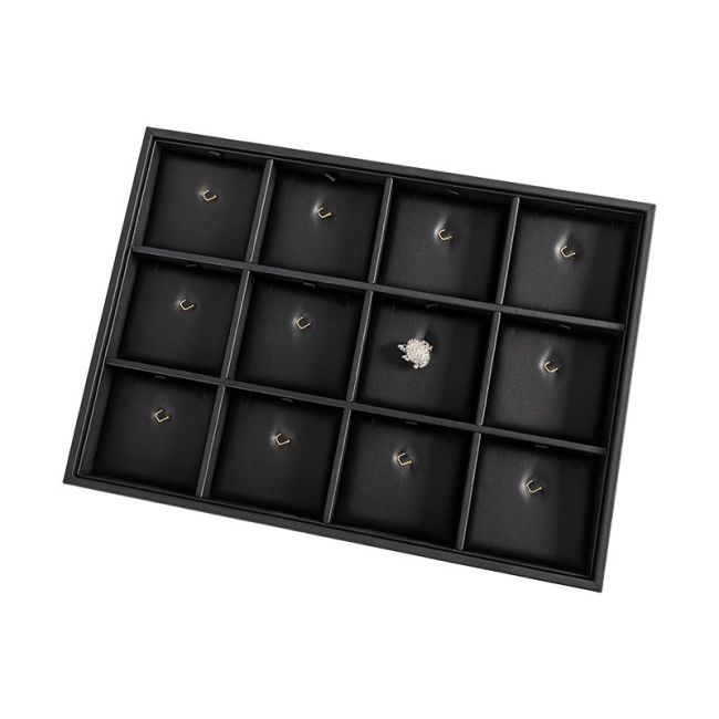 Leatherette jewelry display tray, black BJ-12CG-N