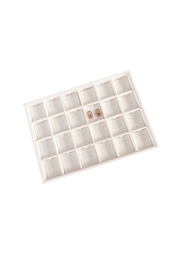 Bandeja expositora blanca de polipiel para joyería, bisutería y joyas BJ-24PO-B